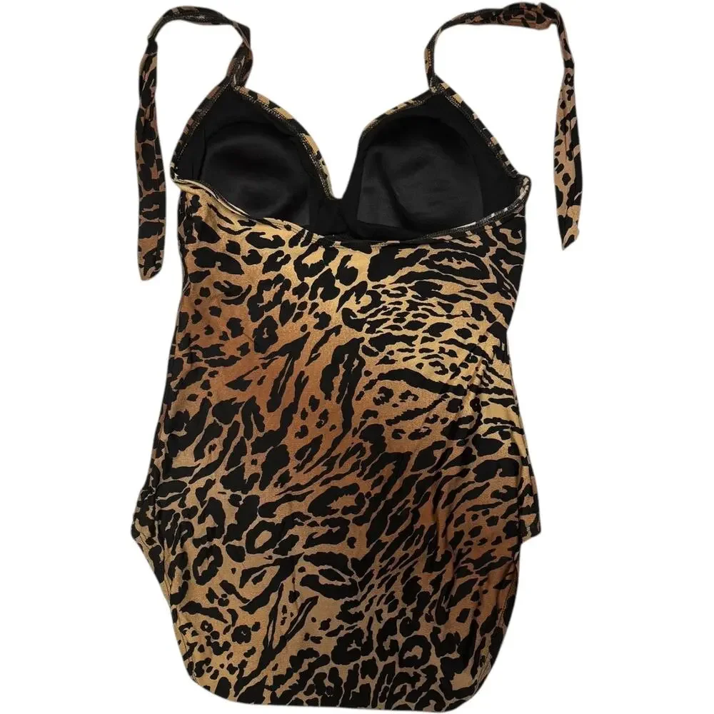Speedo One Piece Halter Swimsuit Animal Print Cheetah 12